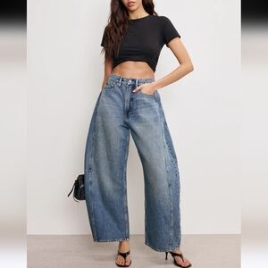 NWT Good American Good Extreme Barrel Jeans Indigo 12/31